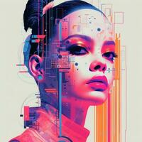 digital art illustration of a woman with a futuristic look generative ai photo