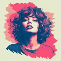 digital illustration of a woman with curly hair generative ai photo