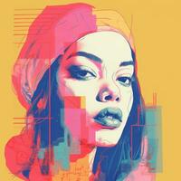 digital illustration of a womans face generative ai photo