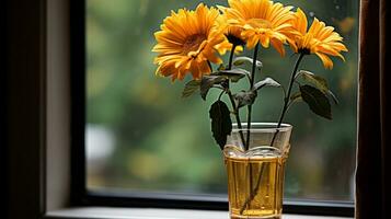 flores en un vaso florero generativo ai foto