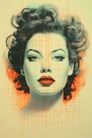 digital illustration of a womans face generative ai photo