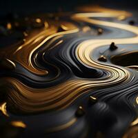 golden liquid flowing over a black background generative ai photo