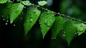 green leaves with water droplets on them generative ai photo