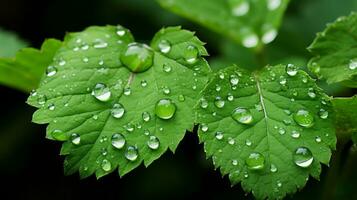 green leaves with water droplets on them generative ai photo