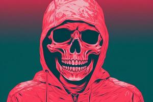 illustration of a skull in a hoodie generative ai photo