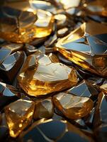 3d rendering of a bunch of shiny gold pieces generative ai photo