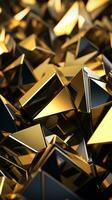 3d rendering of a pile of gold and black cubes generative ai photo