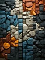 3d rendering of a stone wall with many different colors generative ai photo