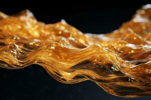 3d rendering of a wave of liquid on a black background generative ai photo