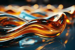3d rendering of abstract glass waves on a reflective surface generative ai photo