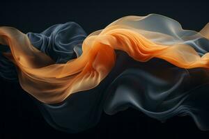 3d rendering of an orange and black fabric on a black background generative ai photo