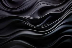 3d rendering of black waves on a black background generative ai photo