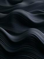 3d rendering of black waves on a black background generative ai photo