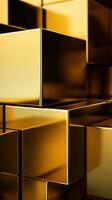 3d rendering of gold bars on a black background generative ai photo