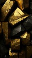 3d rendering of gold and black cubes on a black background generative ai photo