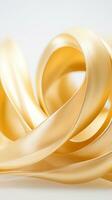 3d rendering of gold ribbon on white background generative ai photo