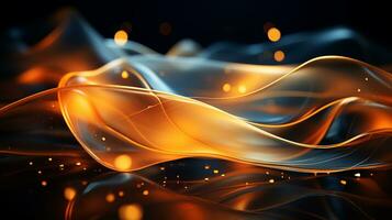 3d rendering of orange and black waves on a black background generative ai photo