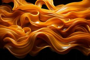 3d rendering of orange swirls on a black background generative ai photo