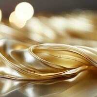 3d rendering of shiny gold fabric with bokeh lights generative ai photo