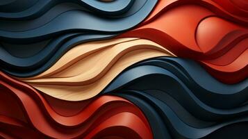 3d rendering of red blue and yellow waves generative ai photo