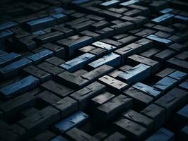 a black and blue background with many blocks generative ai photo