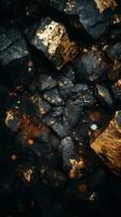 a black and gold background with rocks generative ai photo