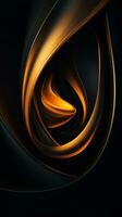 a black and gold swirl on a black background generative ai photo