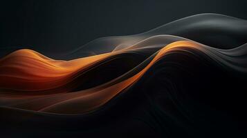 a black and orange abstract background with waves generative ai photo