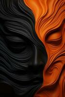 a black and orange face with waves on it generative ai photo