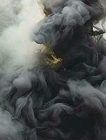 a black and yellow cloud with smoke coming out of it generative ai photo