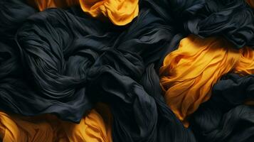 a black and yellow fabric background generative ai photo