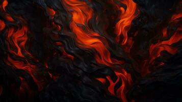 a black background with flames and black smoke generative ai photo