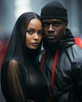 a black man and a black woman posing for a photo generative ai