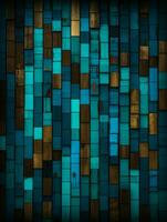 a blue and brown wooden wall with squares on it generative ai photo