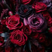 a bouquet of red and black roses generative ai photo