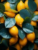 a bunch of lemons with water droplets on them generative ai photo