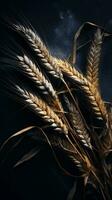 a bunch of wheat on a dark background generative ai photo