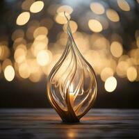 a candle is lit in front of a blurred background generative ai photo