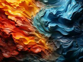 a close up image of a colorful paint splattered on a black background generative ai photo