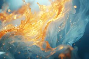 a close up image of a fire and water on a blue background generative ai photo