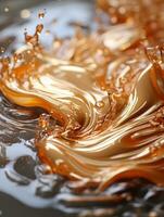 a close up image of a liquid being poured into a bowl generative ai photo