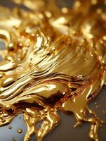 a close up image of gold liquid on a surface generative ai photo