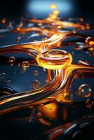 a close up image of oil and water on a black background generative ai photo
