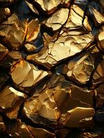 a close up image of gold rocks on a black background generative ai photo