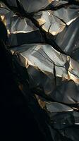 a close up of a black and gold rock generative ai photo
