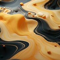 a close up of a black yellow and white liquid generative ai photo