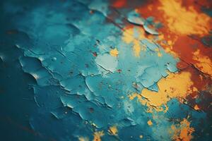 a close up of a blue and orange painted wall generative ai photo