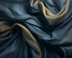 a close up of a blue and gold fabric generative ai photo