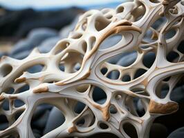 a close up of a bone structure on a rock generative ai photo