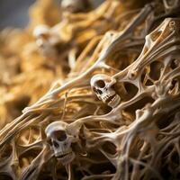 a close up of a bunch of bones and skulls generative ai photo